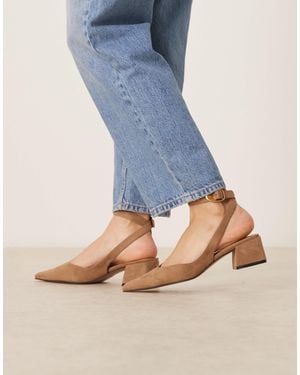 Asos Design Wide Fit Asos design - sienna - chaussures larges à talon carré mi-haut en suédine - taupe - Bleu