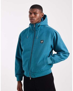 Santa Cruz Cotton Canvas Double Zip Through Hooded Jacket - Blue