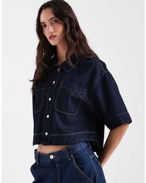 ONLY Boxy Cropped Denim Shirt - Blue