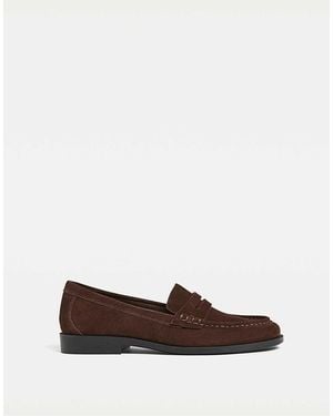 Stradivarius – loafer aus wildleder - Weiß