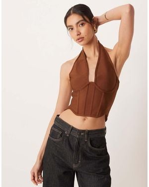 Amy Lynn Top Marrón Estilo Bandage Con Cuello Halter De - Negro