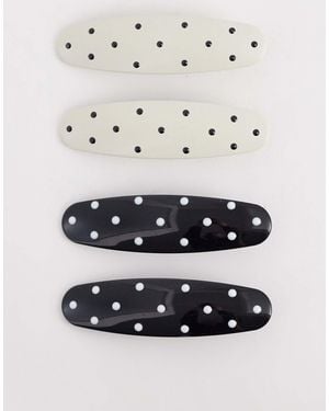 ASOS – 4er-pack haarspangen mit polka-dots - Weiß