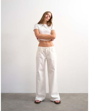 TOPSHOP Low Rise Wide Leg Jean - White