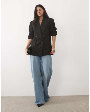 ASOS Getailleerde Blazer Met Sterke Schouders En Dubbele Rij Knopen - Blauw