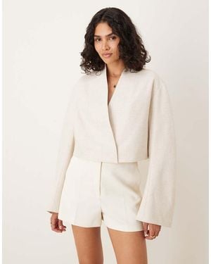 ASOS Boxy Moulded Sleeve Blazer - Natural