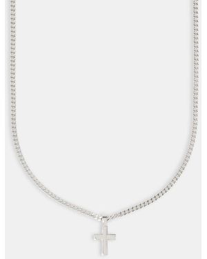 CERNUCCI 3Mm Polished Drop Cross Cuban Necklace - White
