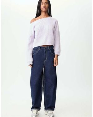 Stradivarius Gebreide Sweater Met Boothals - Blauw