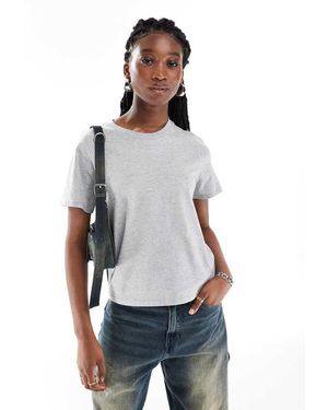 Monki T-Shirt A Maniche Corte Mélange - Grigio