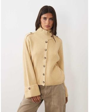 Gina Tricot Funnel Neck Cardigan - Natural