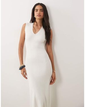 Mango Compact Knit Sleeveless Midi Dress - Natural