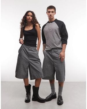 Collusion Unisex baggy-shorts mit karomuster - Schwarz