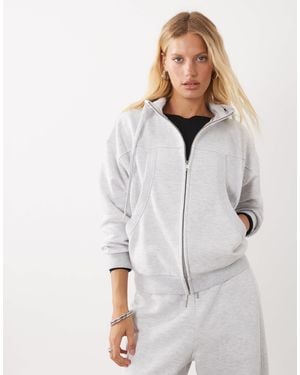 ASOS Cropped-sweatshirt mit reißverschluss vorn - Weiß