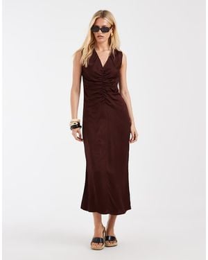& Other Stories Ruche Front Maxi Dress With V-neck - Red