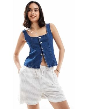 New Look Stripe Linen Short - Blue