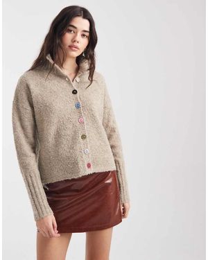 Daisy Street Multi Coloured Button Down Cardigan - Natural