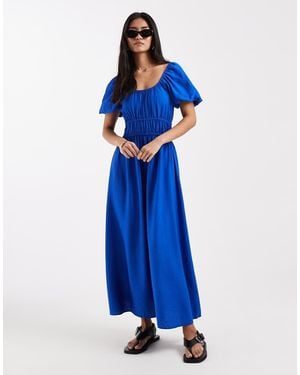 New Look Milkmaid Midi Dress - Blue