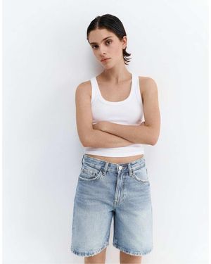 Pull&Bear Denim Bermuda Shorts - Blue