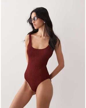 Mango Crinkle Textured Scoop Neck Swimsuit
