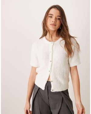 Gina Tricot Superzacht Gebreid Vest Met Korte Mouwen En Textuur - Wit