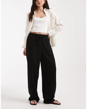 Vero Moda Linen Blend Tie Waist Pants - Black