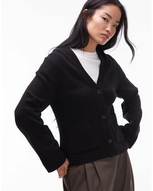 ARKET Textured Yarn Wool Cardigan With V-neck And Front Pockets - Blue
