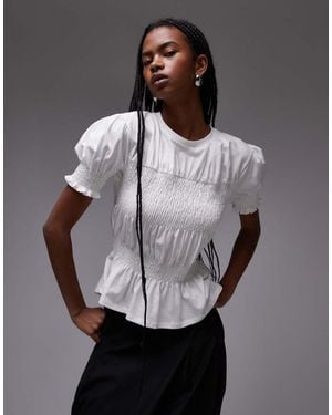 TOPSHOP Shirred Panel Tee - White