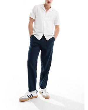 Ben Sherman Slim-Fit Toelopende Broek Van Katoen En Linnen - Blauw