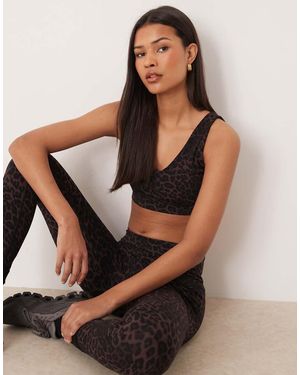 Sweaty Betty Sujetador Marrón Con Estampado De Leopardo Ultimate Studio Voop De - Negro