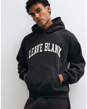 Only & Sons Felpa Con Cappuccio Oversize Con Stampa Varsity Leave Blank Nera - Blu