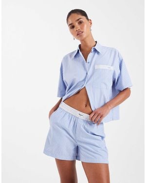 JJXX Co Ord Poplin Stripe Shorts - Blue