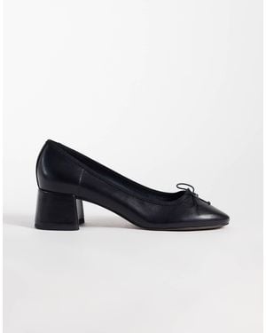 ASOS Sweet Pea Bow Detail Block Heel Mid Shoes - Blue
