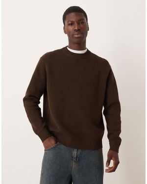 SELECTED 100% Cotton Boxy Knitted Sweater - Brown