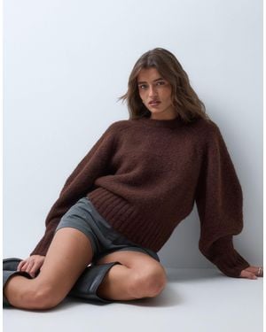 ASOS Extreme Sleeve Waisted Sweater - Brown