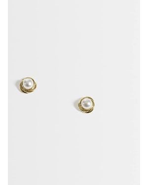 Kingsley Ryan Faux Pearl Stud - Metallic