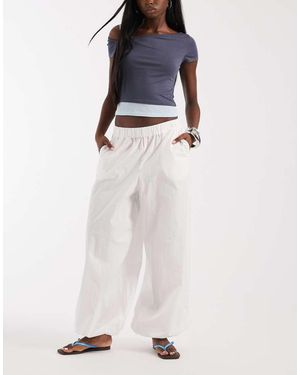 JJXX Pantalones Blancos De Corte Bombacho De Algodón De