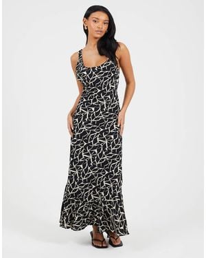 Brave Soul Strappy Scoop Neck Floral Maxi Dress - White