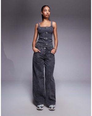Liquor N Poker baggy Fit Jeans With Buckle Detail - Blue