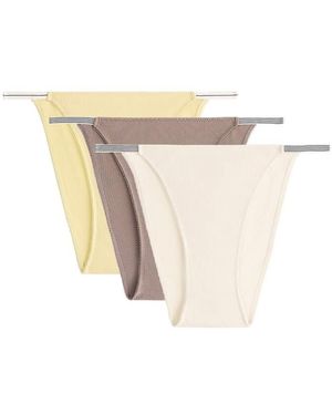 Oysho 3 Rib Cotton Classic Briefs - White