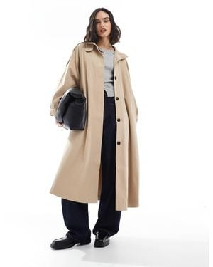 ASOS Funnel Neck Longline Trench Coat - White