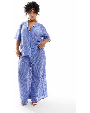 Esmee Curve Knit Beach Trouser Co-Ord - Blue