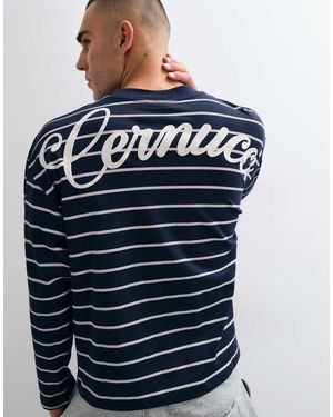 CERNUCCI Camiseta De Manga Larga A Rayas Con Estampado Del Logo En La Espalda En - Azul