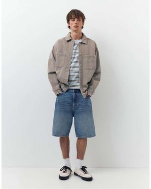 Pull&Bear Baggy Denim Bermuda Shorts - Blue