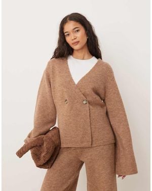 Y.A.S Long Sleeve Knitted Cardigan Co-ord - Brown
