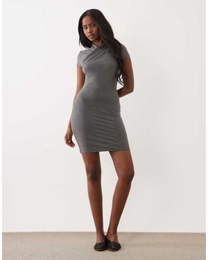 ASOS Short Sleeve Compact Wrap Over Mini Dress - Natural
