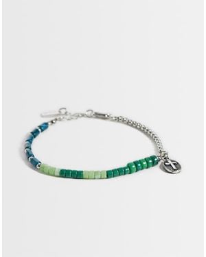 ASOS Bracciale A Catenina Con Mezze Perline E Ciondolo A Moneta Con Croce Multicolore - Verde
