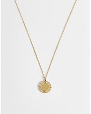 ASOS Asos design curve collier en acier inoxydable avec breloque disque finition e - Métallisé