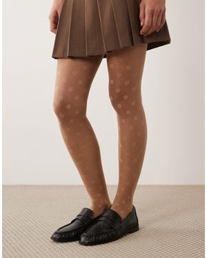 Kaiia Exclusivité - - collants transparents à pois - beige - Marron