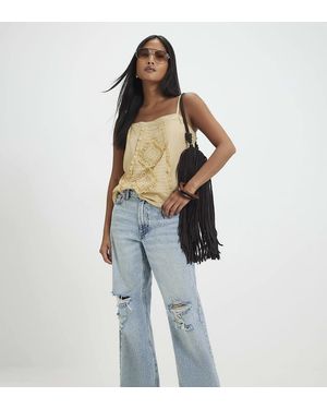 River Island Relaxed Straight Leg Ripped Jeans - Blue