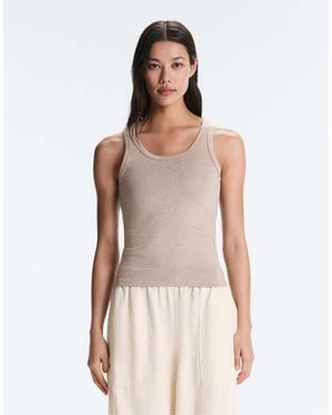 Oysho Fitted Rib Strap T-shirt With Cotton And Modal - Natural