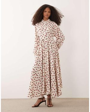 Iyal Collar Detail Button Through Maxi Dress - White